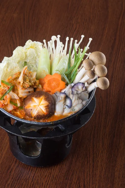 Japanese cuisine. hot pot on the background — Stock Photo, Image