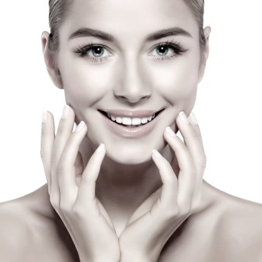 seksi whiteheaded genç kadın ile güzel closeup portresi 