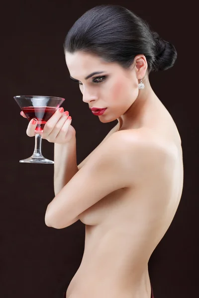 Chica con vino —  Fotos de Stock