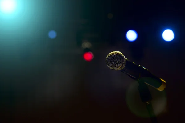 Black microphone on black dark background. — Stock Photo, Image