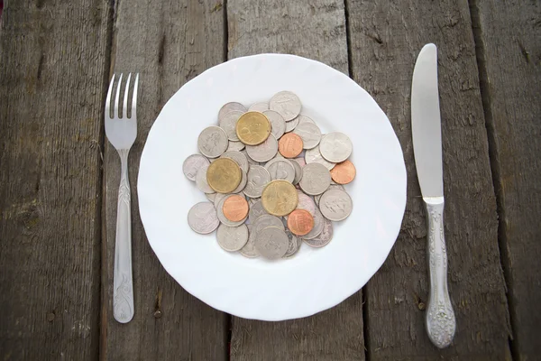 paraları bir plaka üzerinde