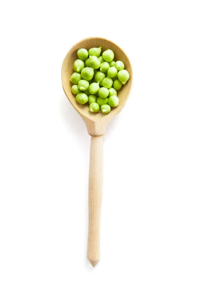 Green peas vegetable seed in spoon — Stock Photo, Image