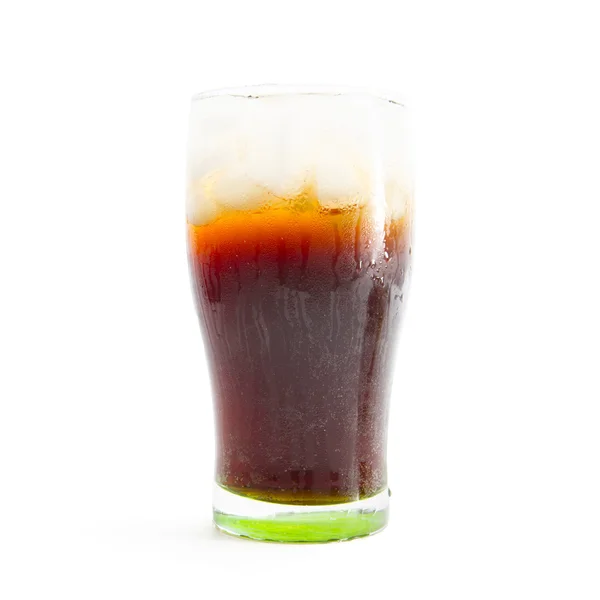 Cola glass with ice cubes on a white — Stock Photo, Image