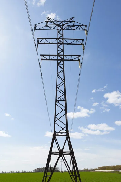 Electric pole cable on sky — Stock Photo, Image