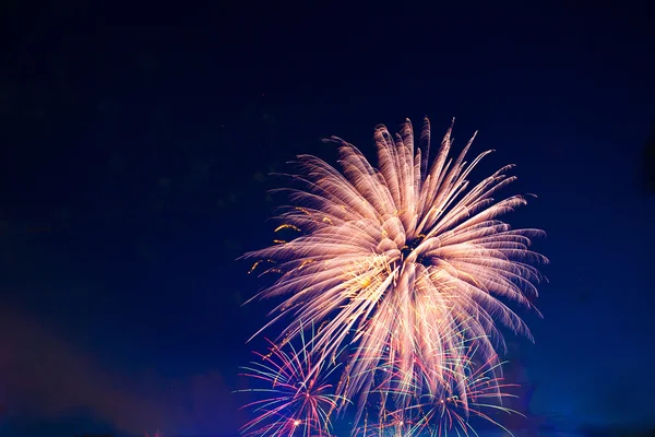 Feux d'artifice colorés et saluez dans la nuit — Photo