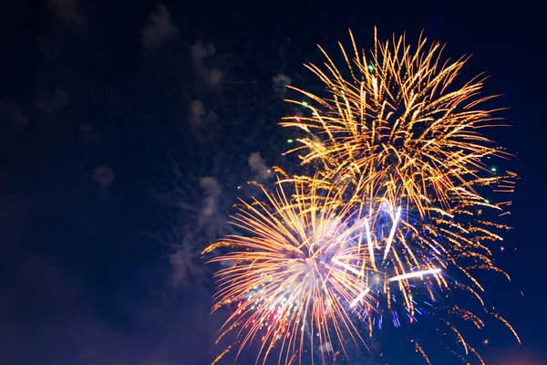 Ragyogóan színes tűzijáték az éjszakában — Stock Fotó