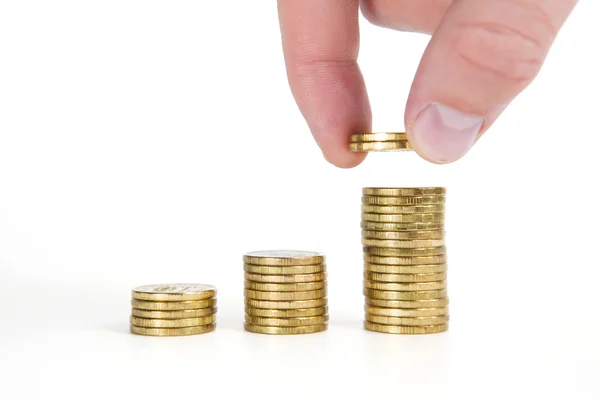 Hand menschliche Hand, die Münze zu Geld macht, Geschäftsideen — Stockbild Hand menschliche Hand, die Münze zu Geld macht — Stockfoto