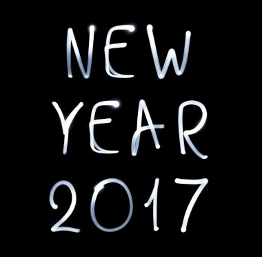 Mutlu yeni yıl 2017 siyah arka plan üzerine