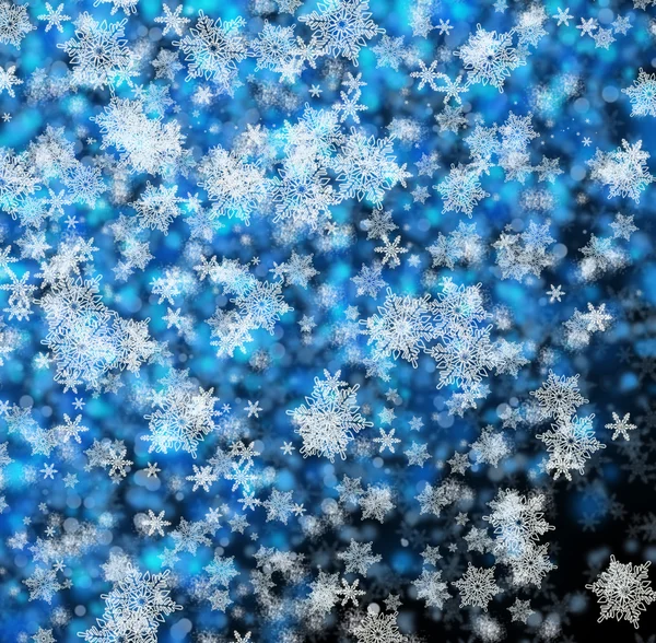 Niebieskie Boże Narodzenie tło z płatków śniegu — Zdjęcie stockowe