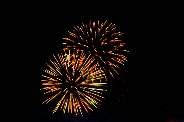 Brightly Colorful Fireworks Salute Various Colors Fireworks Display — Stock Photo, Image