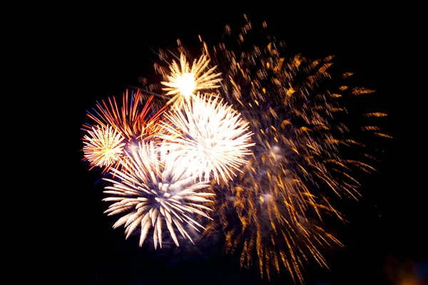 Világosan Színes Tűzijáték Tisztelgés Különböző Színekben Tűzijáték — Stock Fotó