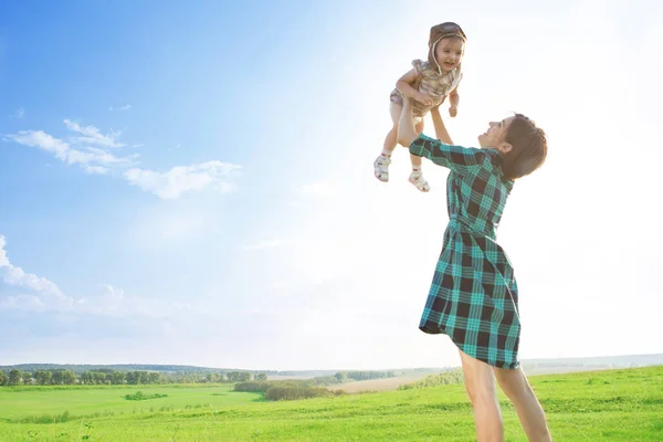 Happy Family Preparing Costume Party Mother Her Child Girl Playing — Stock Photo, Image