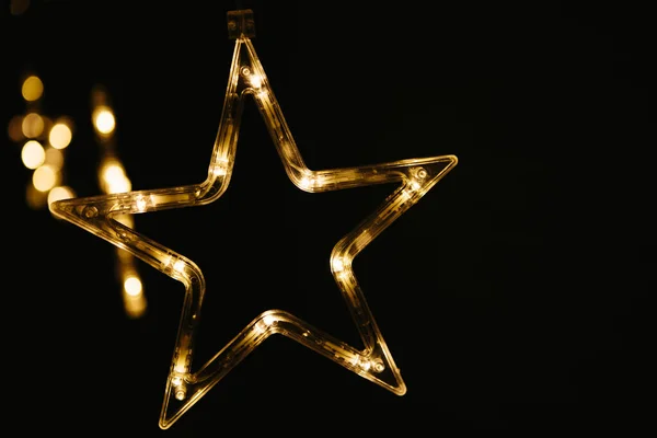 Рождественские Огни Темном Фоне Звезда — стоковое фото