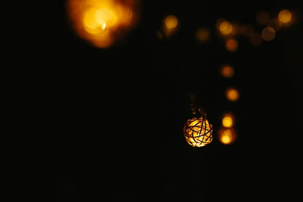 Luces Navidad Sobre Fondo Oscuro Forma Bola — Foto de Stock