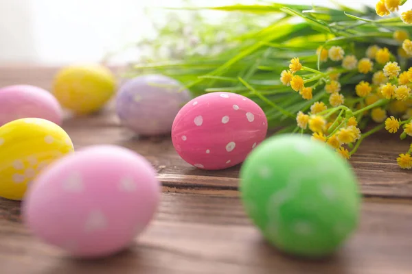 Easter Eggs Old Wooden Surface — Stock Photo, Image