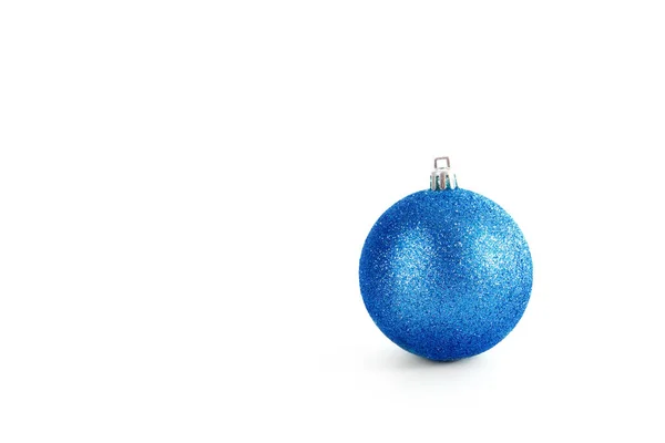 Tree Decoration Blue Christmas Ball Isolated White Clipping Path — Stock Photo, Image