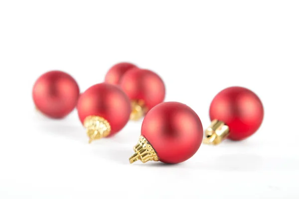 Red Small Christmas Balls Isolated White Background — Stock Photo, Image