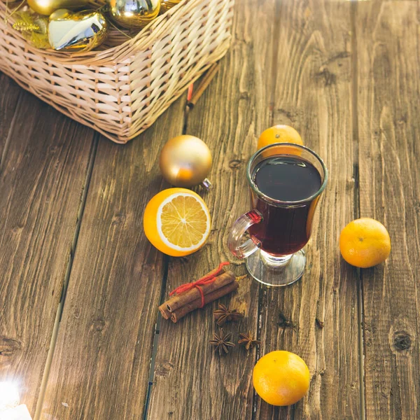 Natureza Morta Comida Bebida Sazonal Conceito Férias Natal Mulled Vinho — Fotografia de Stock