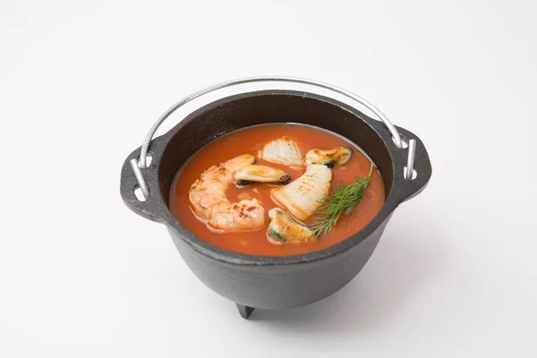 Italian Restaurant Cuisine Healthy Delicatessen Seafood Soup Healthy Tasty Food — Stock Photo, Image