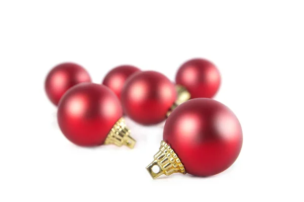 Rode Kerstballen Een Witte Achtergrond Rode Kerstballen — Stockfoto
