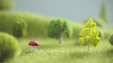Yeşil çimlerin, ağaçların ve tepelerin olduğu bir bölgede Satılık İşaret