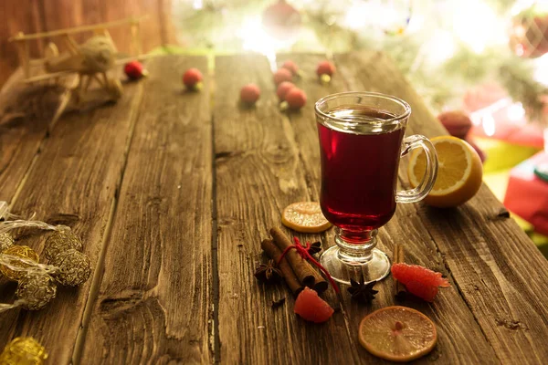 Natureza Morta Comida Bebida Sazonal Conceito Férias Natal Mulled Vinho — Fotografia de Stock