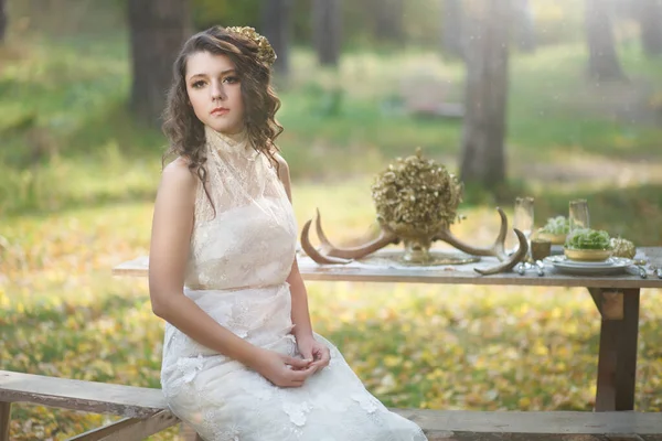 Glamouröse Rosa Tischdekoration Hochzeitstisch Für Braut Und Bräutigam — Stockfoto