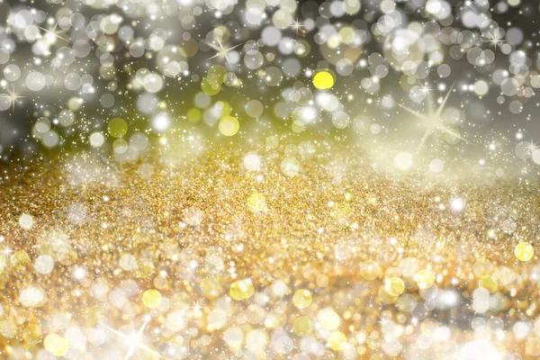 Yellow Sparkling Lights Feestelijke Achtergrond Met Textuur Abstract Kerstmis Twinkelde — Stockfoto
