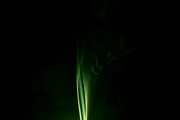 Green Colored Smoke Black Background — Stock Photo, Image