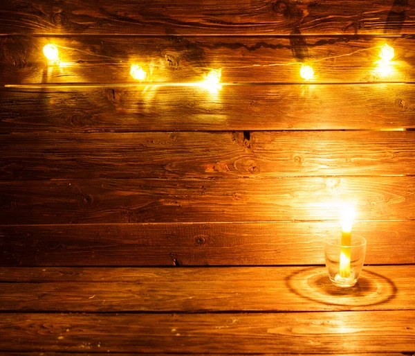 Kaars Oude Plank Kerst Houten Achtergrond — Stockfoto