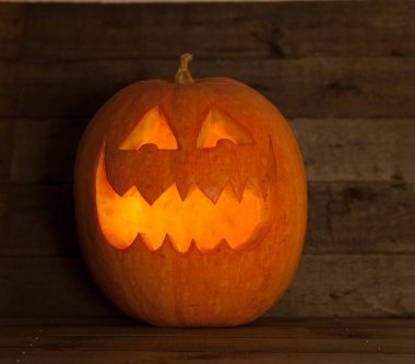 Arka planda Jack O 'Lantern var, kapatın.