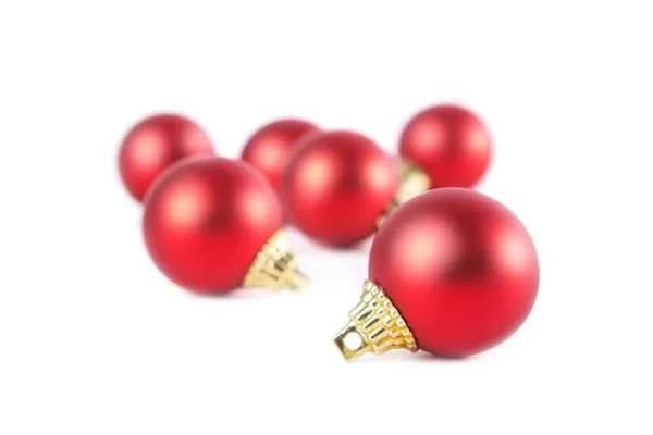 Rode Kerstballen Een Witte Achtergrond Rode Kerstballen — Stockfoto