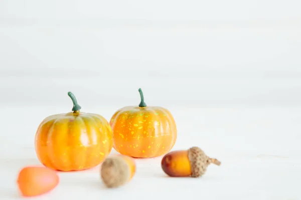 Pumpkin White Wooden Table Organic Food Healthy Food Concept Thanksgiving — Stock Photo, Image