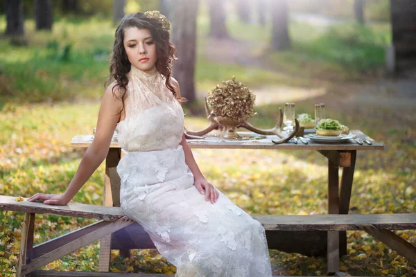 Glamoureuze Roze Trouwtafel Decoratie Bruiloft Tafel Voor Bruid Bruidegom — Stockfoto