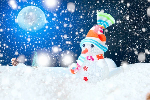 Snow Man Full Moon Snowflakes Background Elements Image Furnished Nasa — Stock Photo, Image