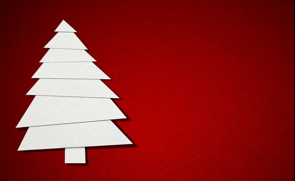 Kerstbomen Gemaakt Van Papier Rood Papier Achtergrond — Stockfoto