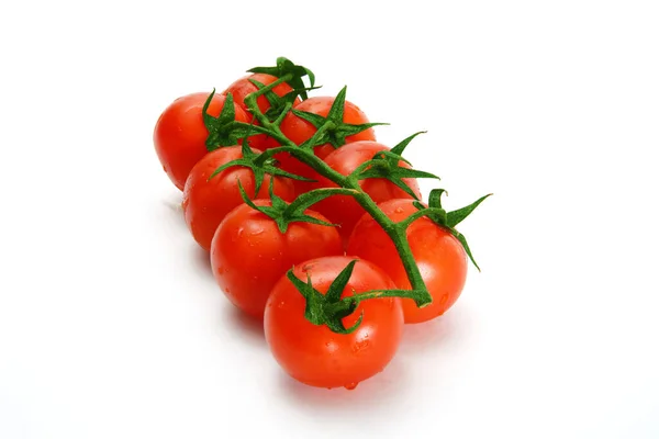 Heerlijke Rode Tomaat Kers Een Witte Achtergrond — Stockfoto