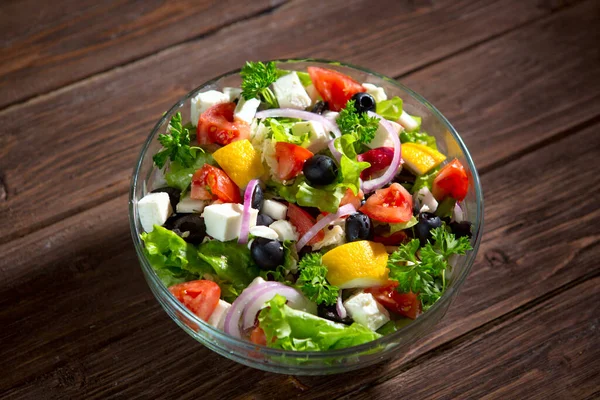 Diéta Egészséges Saláta Rusztikus Asztali Nézet — Stock Fotó