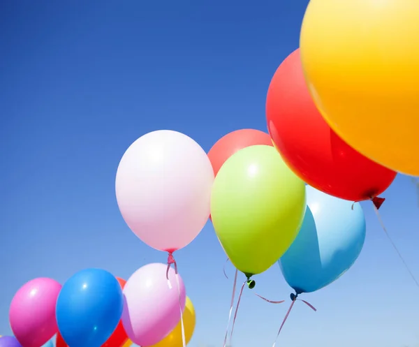 Flying Colorful Balloons Blue Sky — Stock Photo, Image