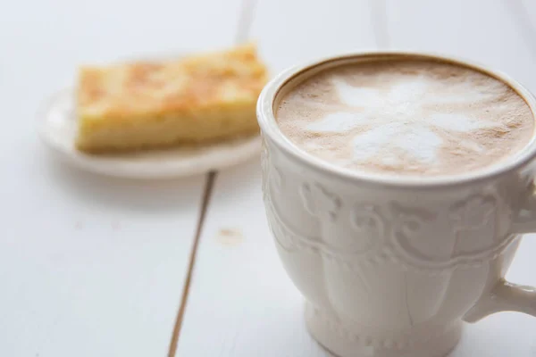 Apple Pie Coffee Wooden Table — Stock Photo, Image