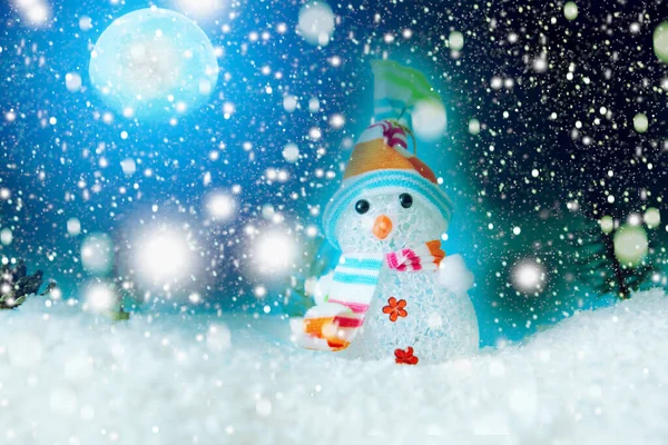 Boneco Neve Natal Com Luzes Natal Neve Luar Elementos Desta — Fotografia de Stock