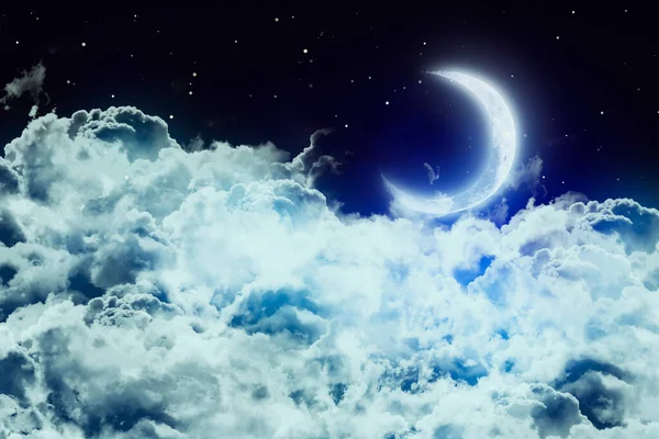 Ночное Небо Звездами Луной Облаками Хэллоуин Элементы Этого Изображения Предоставлены — стоковое фото