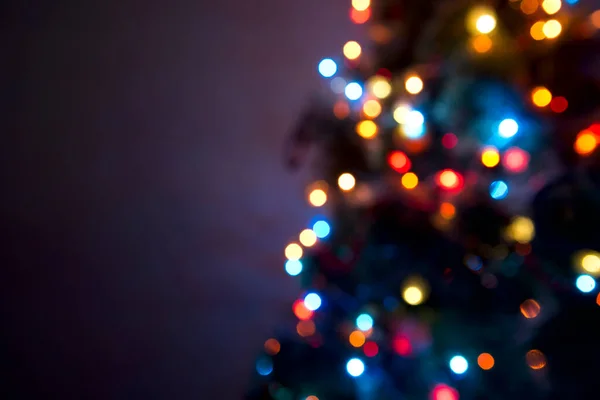 Luces Borrosas Del Árbol Navidad Aisladas Negro —  Fotos de Stock