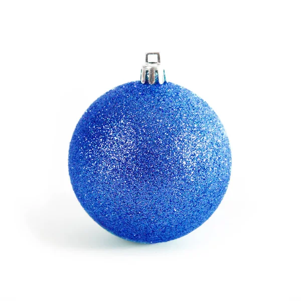 Tree Decoration Blue Christmas Ball Isolated White Clipping Path — Stock Photo, Image