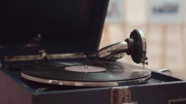 Bir retro döner tablonun yakın çekimi