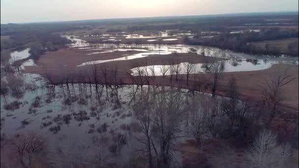 Vídeo aéreo de una inundación primaveral — Vídeo de stock