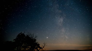 Beautiful starry night sky. Milky way and stars clipart