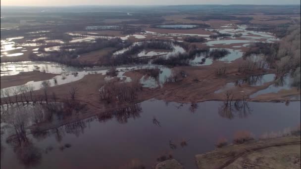 Vidéo aérienne d'une inondation printanière — Video