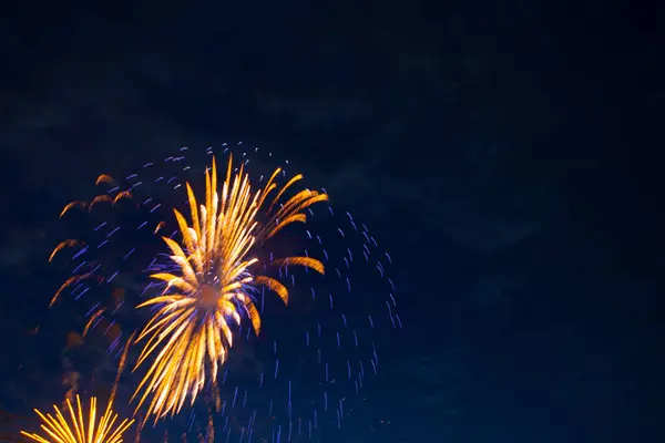 Feuerwerk vor dem Hintergrund des dunklen Nachthimmels. 4. Juli - Amerikanischer Unabhängigkeitstag — Stockfoto