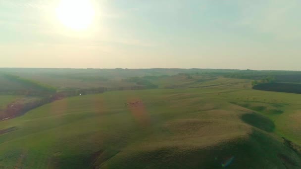 Vidéo aérienne du pré et du lac — Video